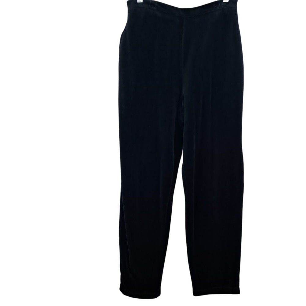 KAREN SCOTT M Black Velvet‎ Pants Pull On Straight Leg Relaxed Flowy Artsy Boho